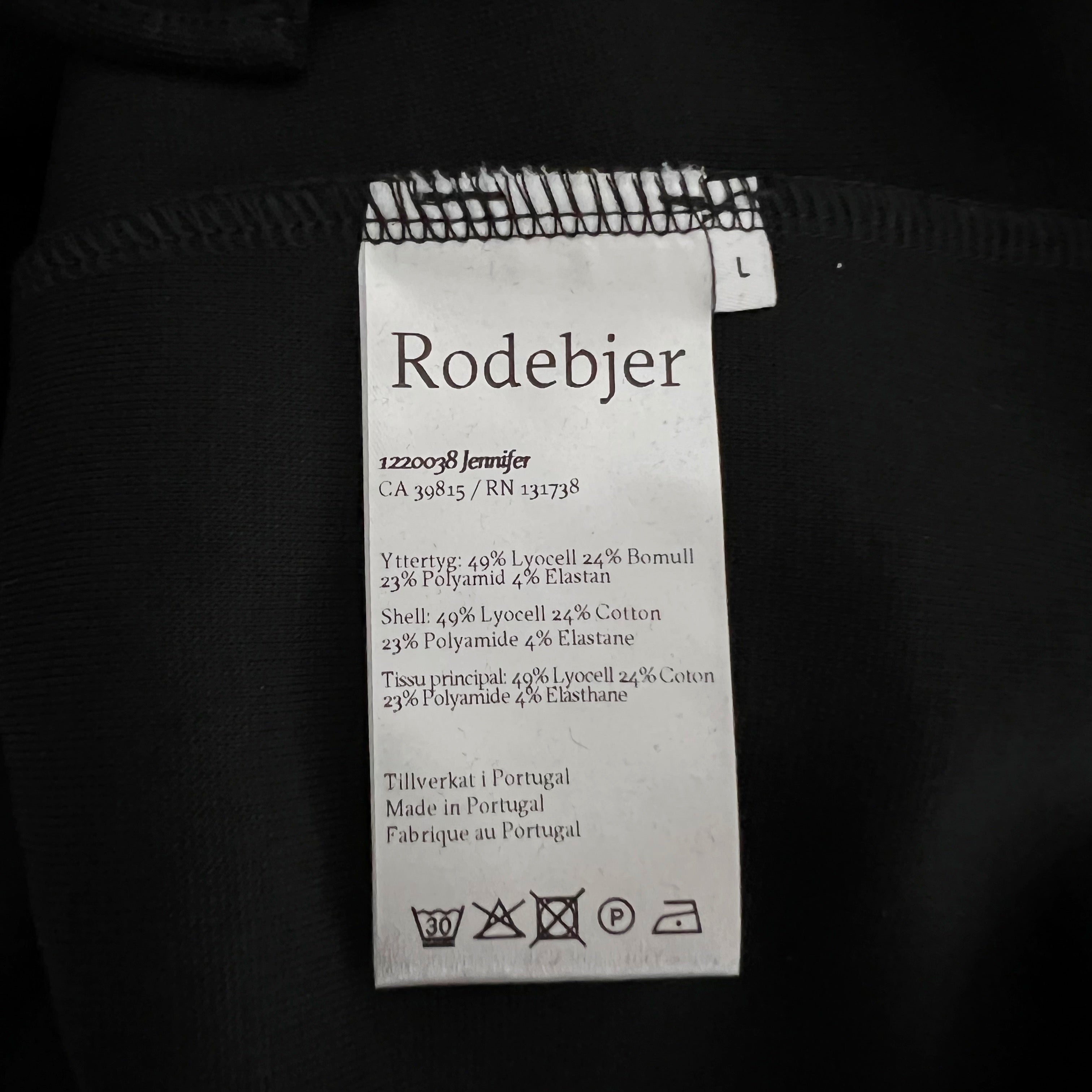 NEW Rodebjer Jennifer Flirty Ruffle Long Sleeve Mock Neck Black Tee Shirt Top LG