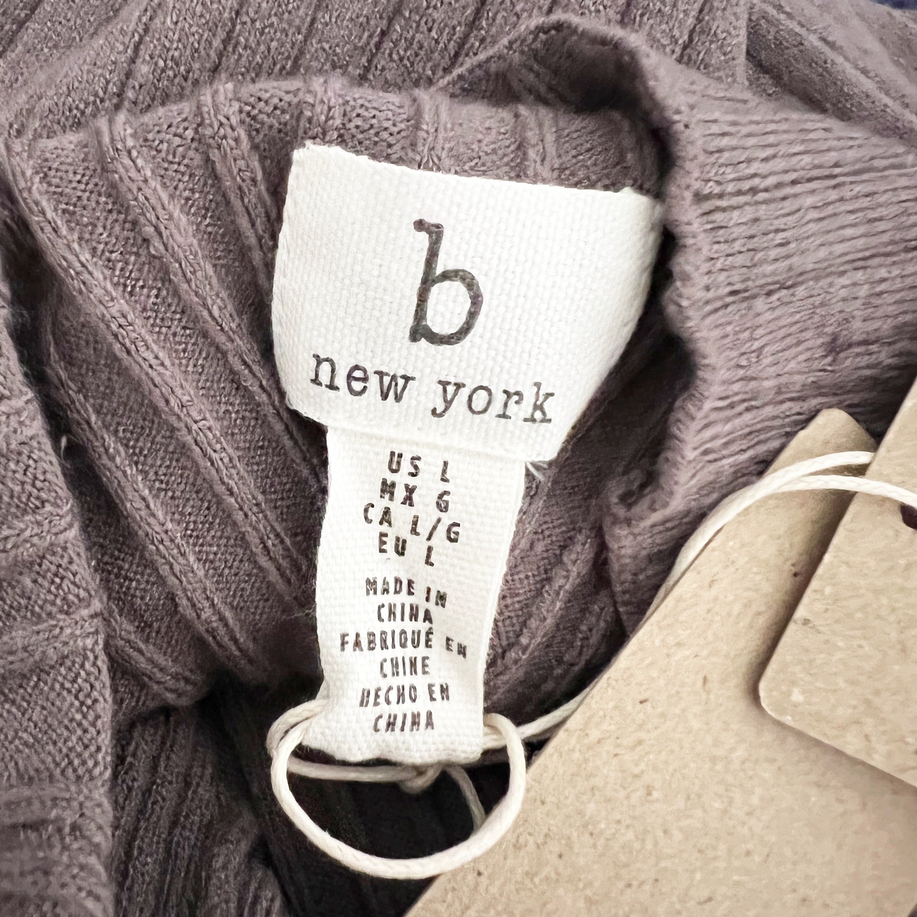 NEW B New York Recycled Material Funnel Neck Sleeveless Ribbed Knit Stretch Top