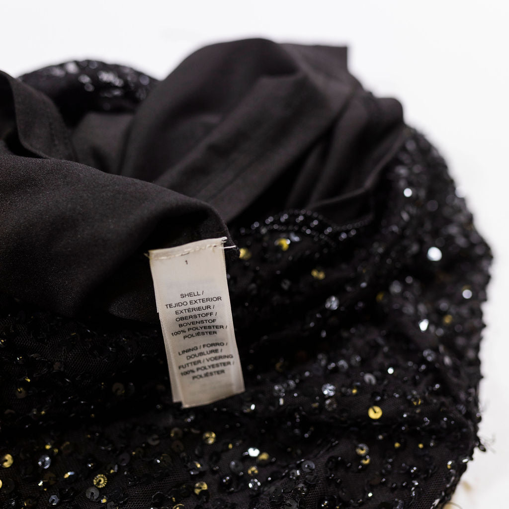 Adrianna Papell Black Allover Sequin Beaded Embellished Cocktail Party Dress 2