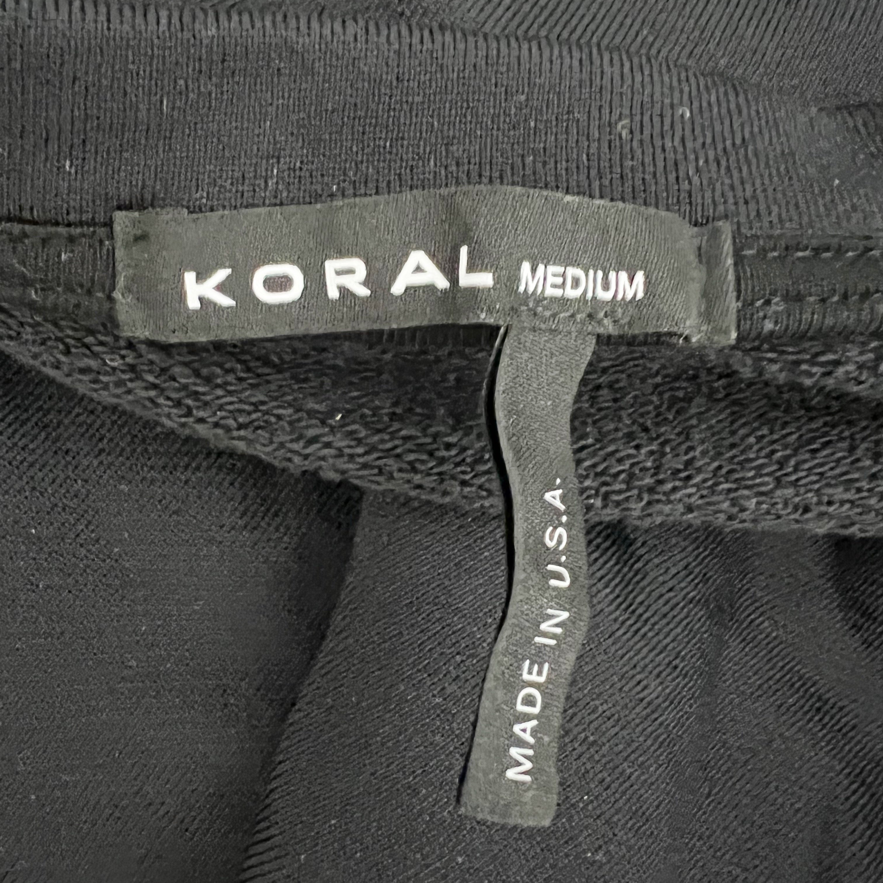 Koral Valor Valo Cotton Terrycloth Crew Neck Long Sleeve Crop Top Sweater Black