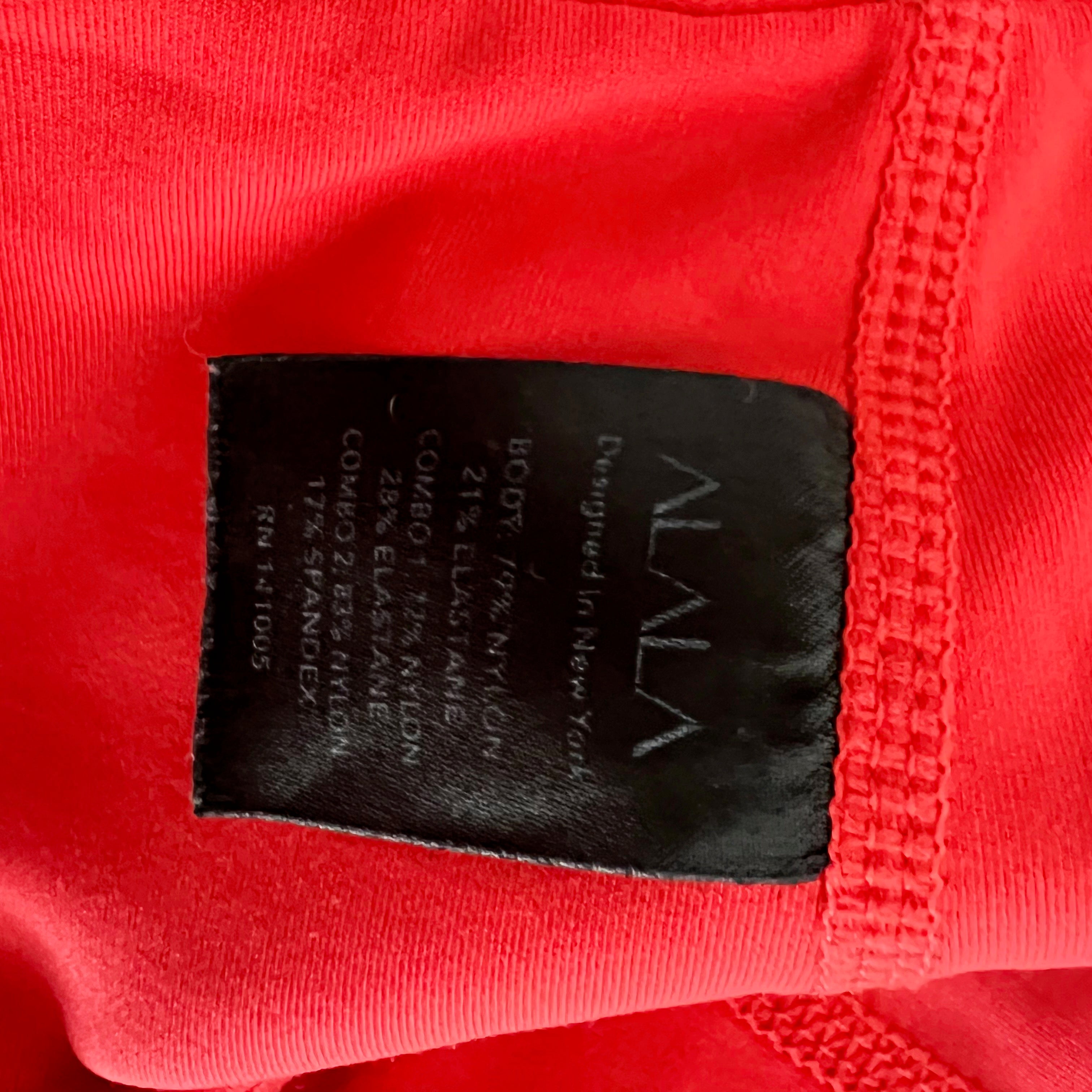 Alala Vamp Crop High Rise Athletic Work Out Tight Leggings Solid Red Small