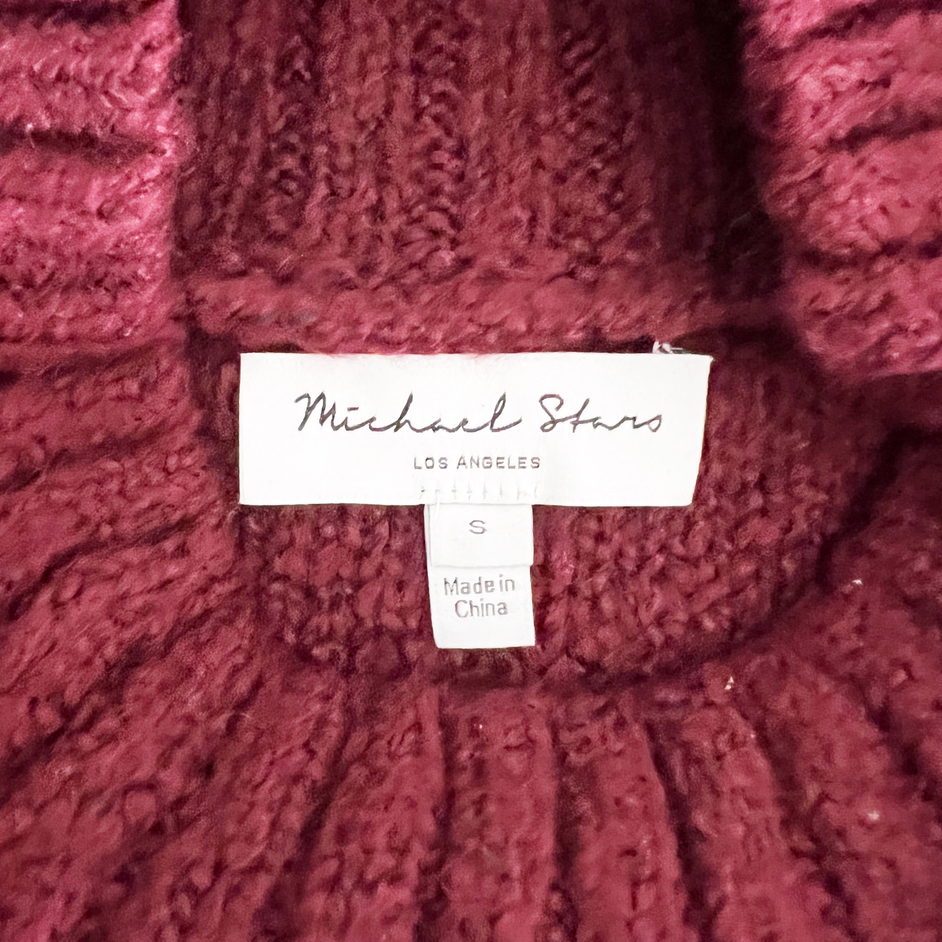 NEW Michael Stars Grete Colorblock Knit Mockneck Pullover Sweater Pink Burgundy
