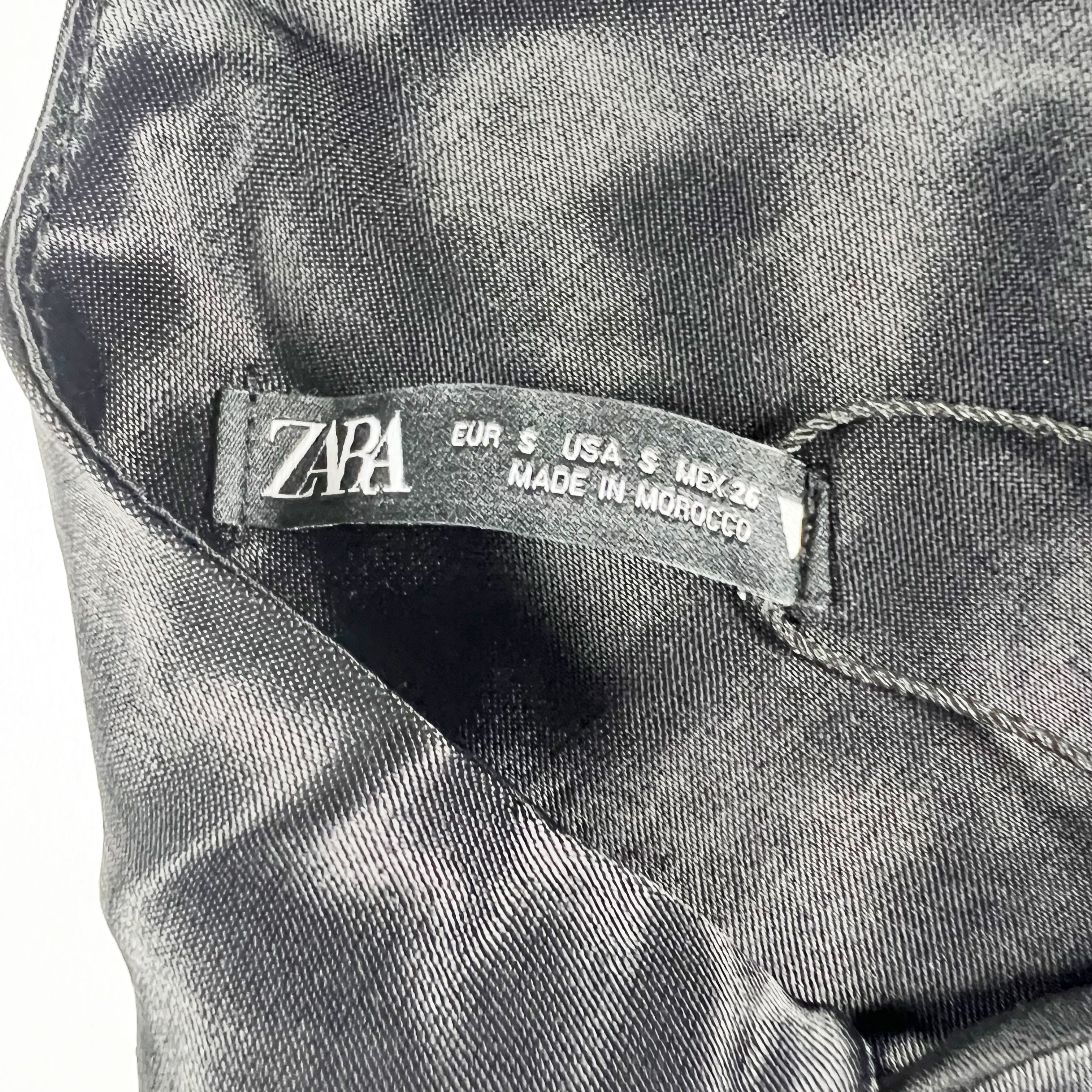 NEW Zara Satin Effect Cowl Neck Strappy Crop Tank Top Black Small