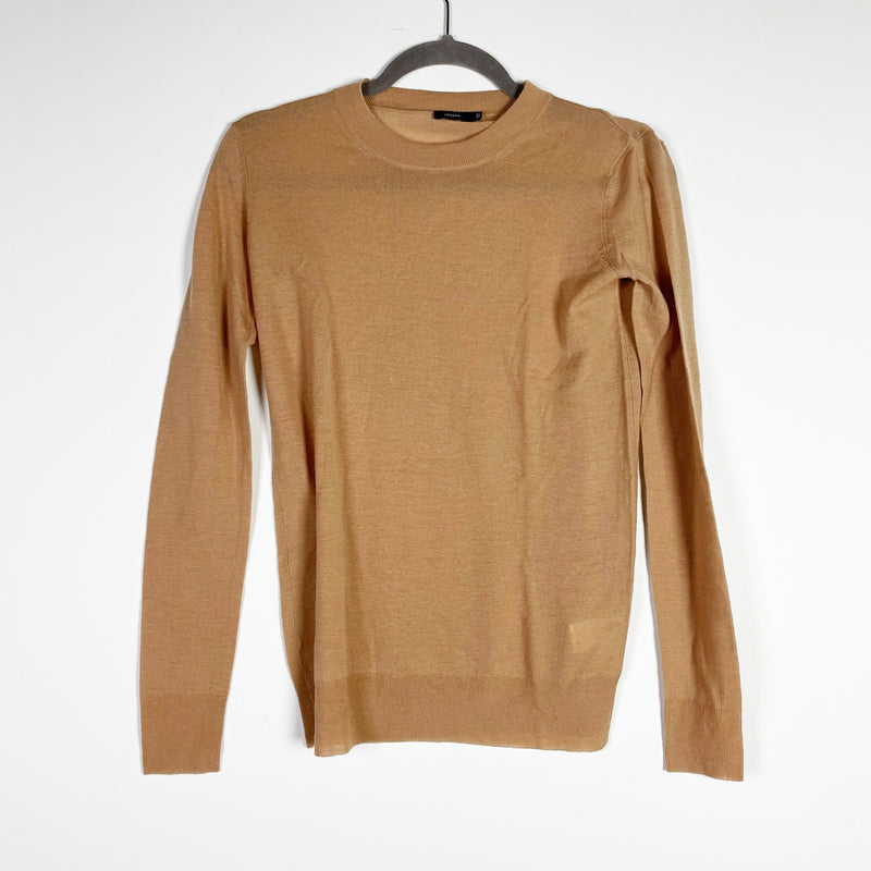 Joseph 100% Cashmere Knit Crew Neck Long Sleeve Pullover Sweater Beige Tan XS