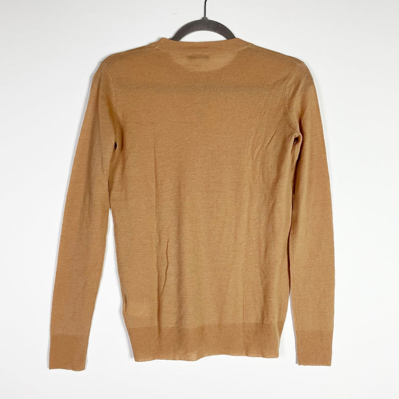 Joseph 100% Cashmere Knit Crew Neck Long Sleeve Pullover Sweater Beige Tan XS