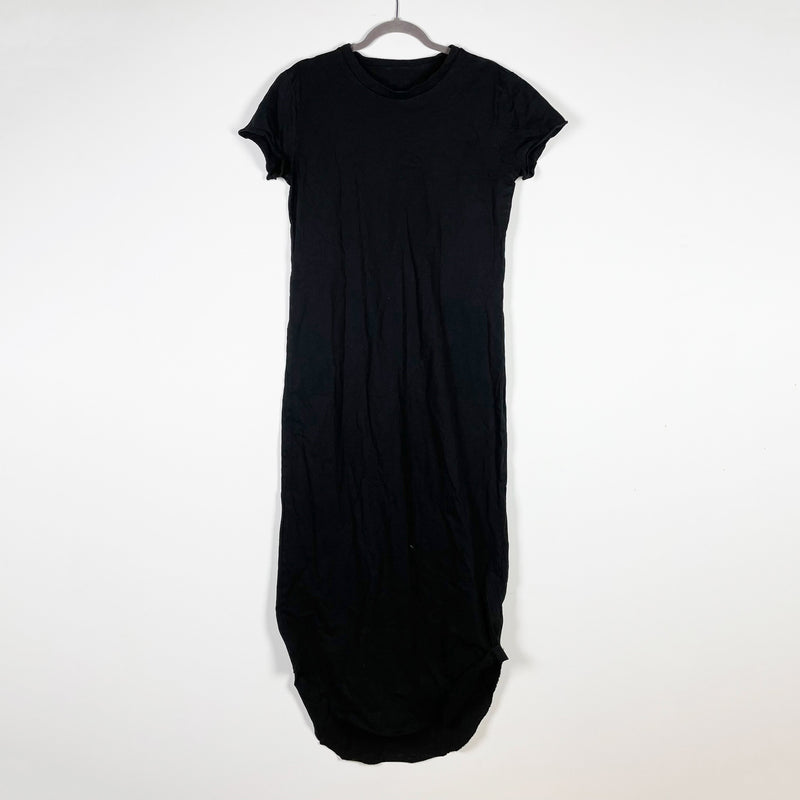 Frank &amp; Eileen Tee Lab Harper Perfect Curved Hem Cotton Midi Dress Solid Black L