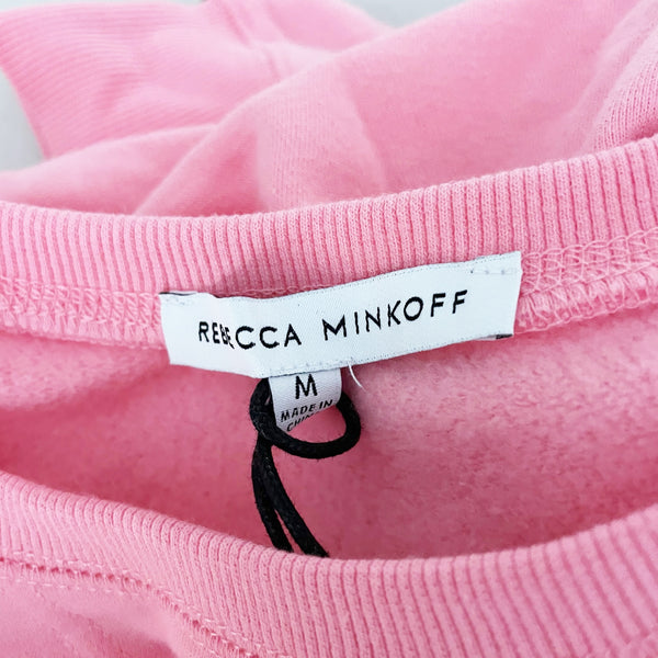 NEW Rebecca Minkoff Janine Cotton Fleece Lined Puff Long Sleeve Sweatshirt Rose