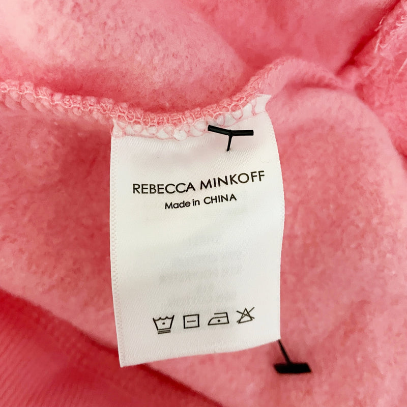 NEW Rebecca Minkoff Janine Cotton Fleece Lined Puff Long Sleeve Sweatshirt Rose