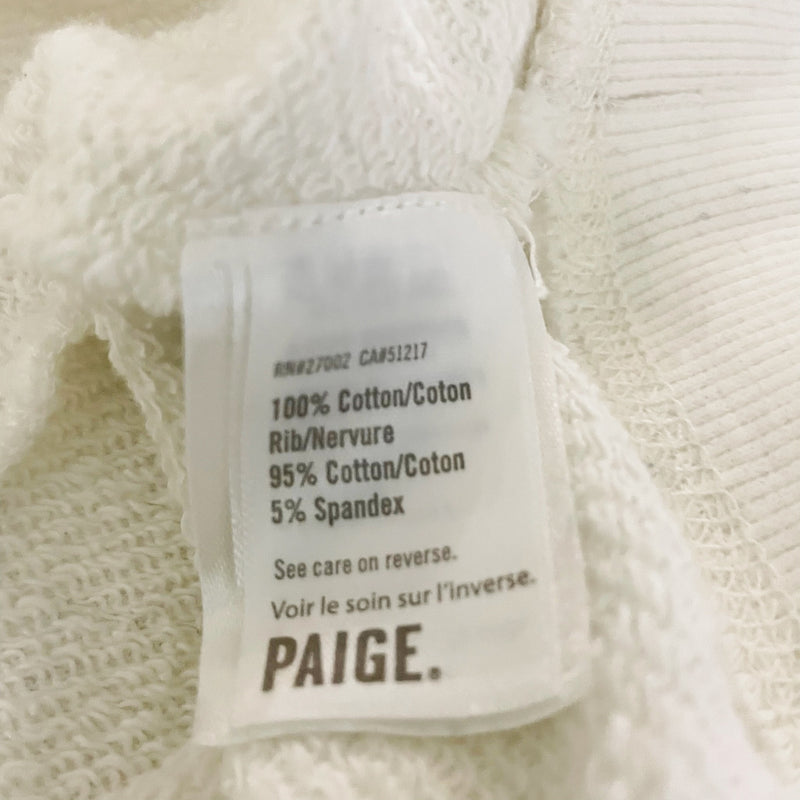 Paige Castelle Eyelet Ruffle Cotton Crew Neck Pullover Sweatshirt Sweater White