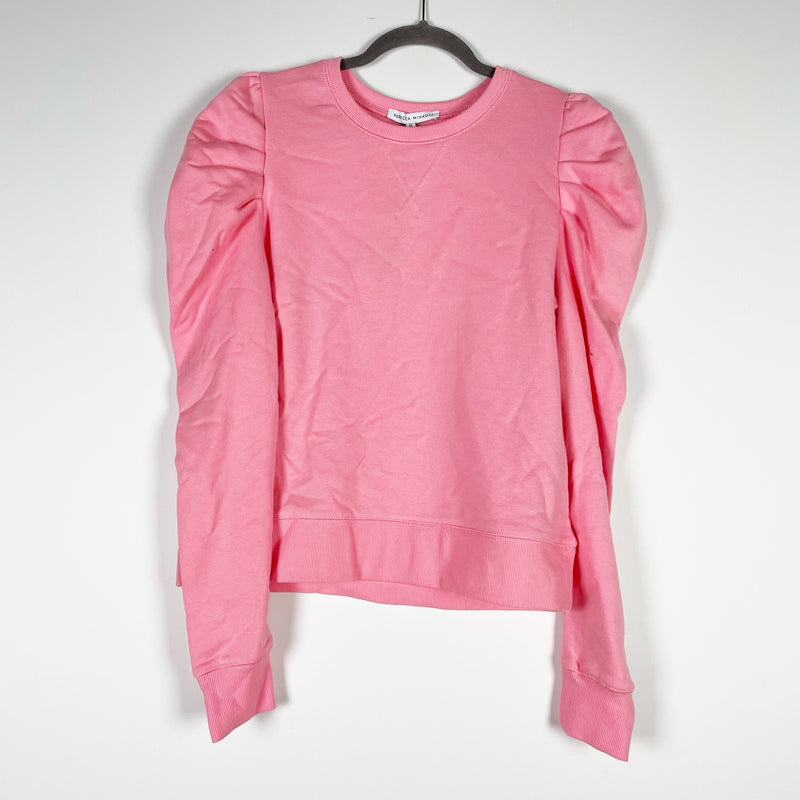 NEW Rebecca Minkoff Janine Cotton Fleece Lined Puff Long Sleeve Sweatshirt Rose