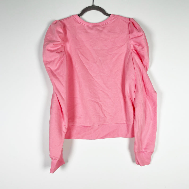 NEW Rebecca Minkoff Janine Cotton Fleece Lined Puff Long Sleeve Sweatshirt Rose