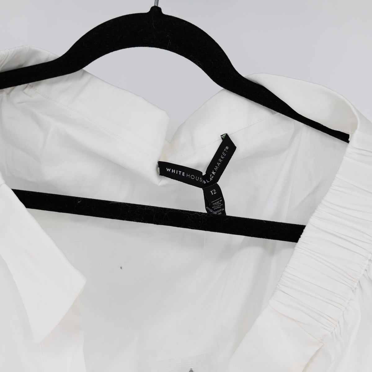 NEW White House Black Market Long Sleeve Off The Shoulder Surplice Cotton Blouse