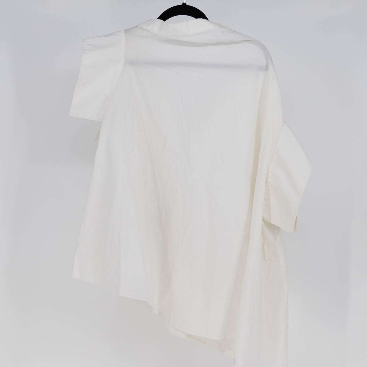 Palmer Harding Asymmetrical Hem Button Front Short Sleeve Cotton Blouse Shirt 12