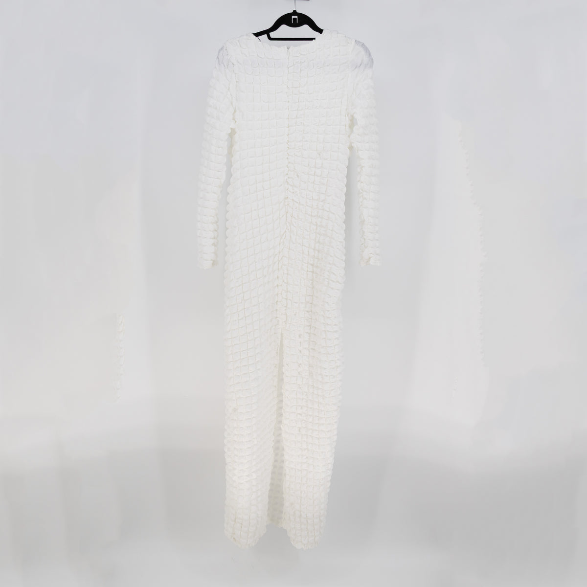 NEW Fashion Nova Cierra Bubble Knit Stretch Textured Maxi Dress White Large