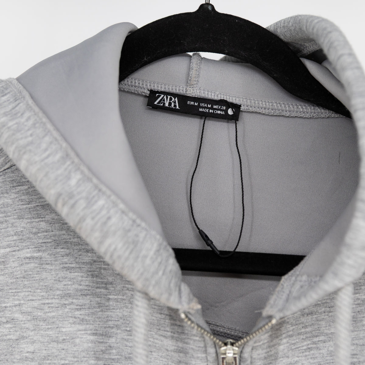 Zara Women's Neoprene Soft Stretch Full Zip Hooded Hood Jacket Heathered Gray M