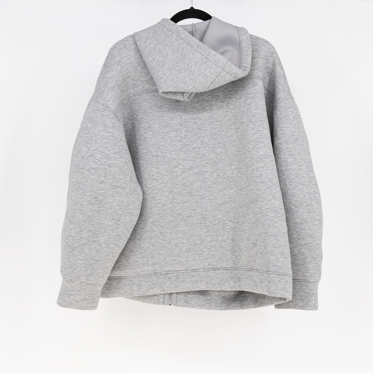 Zara Women's Neoprene Soft Stretch Full Zip Hooded Hood Jacket Heathered Gray M