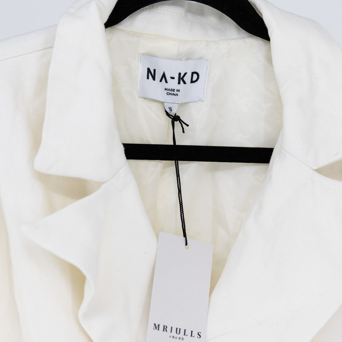 NEW NA-KD One Button Detail Asymmetrical Drape Blazer Jacket Off White XL