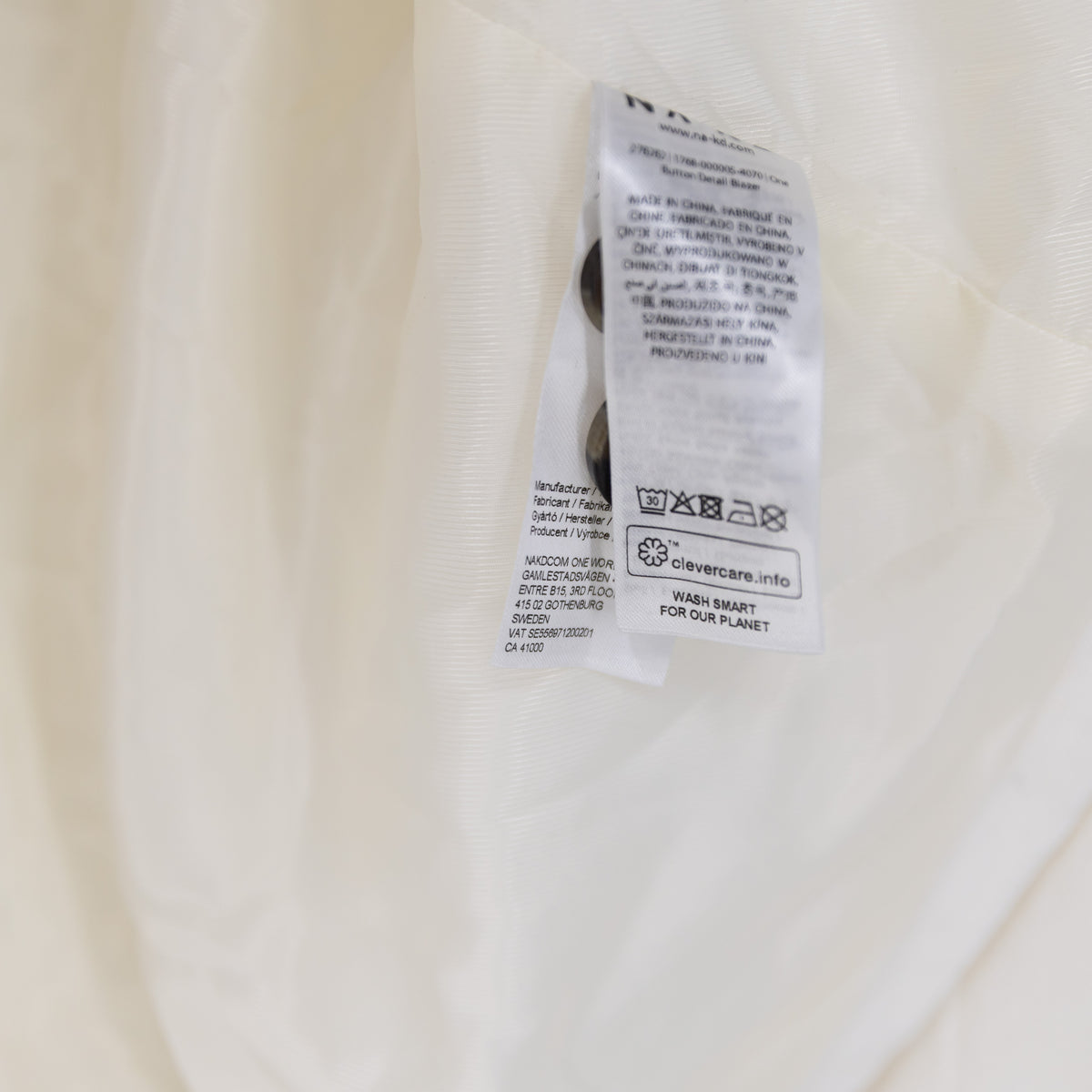 NEW NA-KD One Button Detail Asymmetrical Drape Blazer Jacket Off White XL