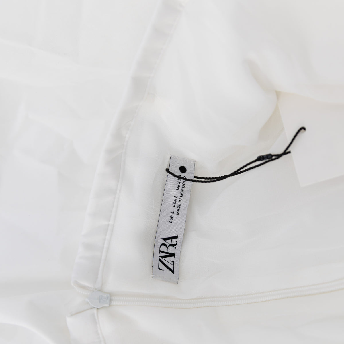 Zara Cotton Poplin Roll Bubble Hem A Line Midi Skirt Solid White Large