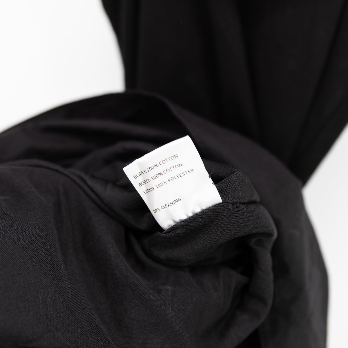 NEW Source Unknown Cotton Poplin Ribbed Knit Stretch Midi Cotton Dress Black