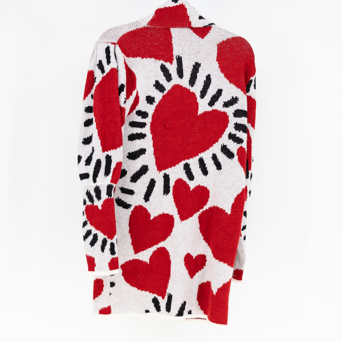 NEW Farm Rio White Hearts Print Pattern Knit Stretch Sweater Dress XS