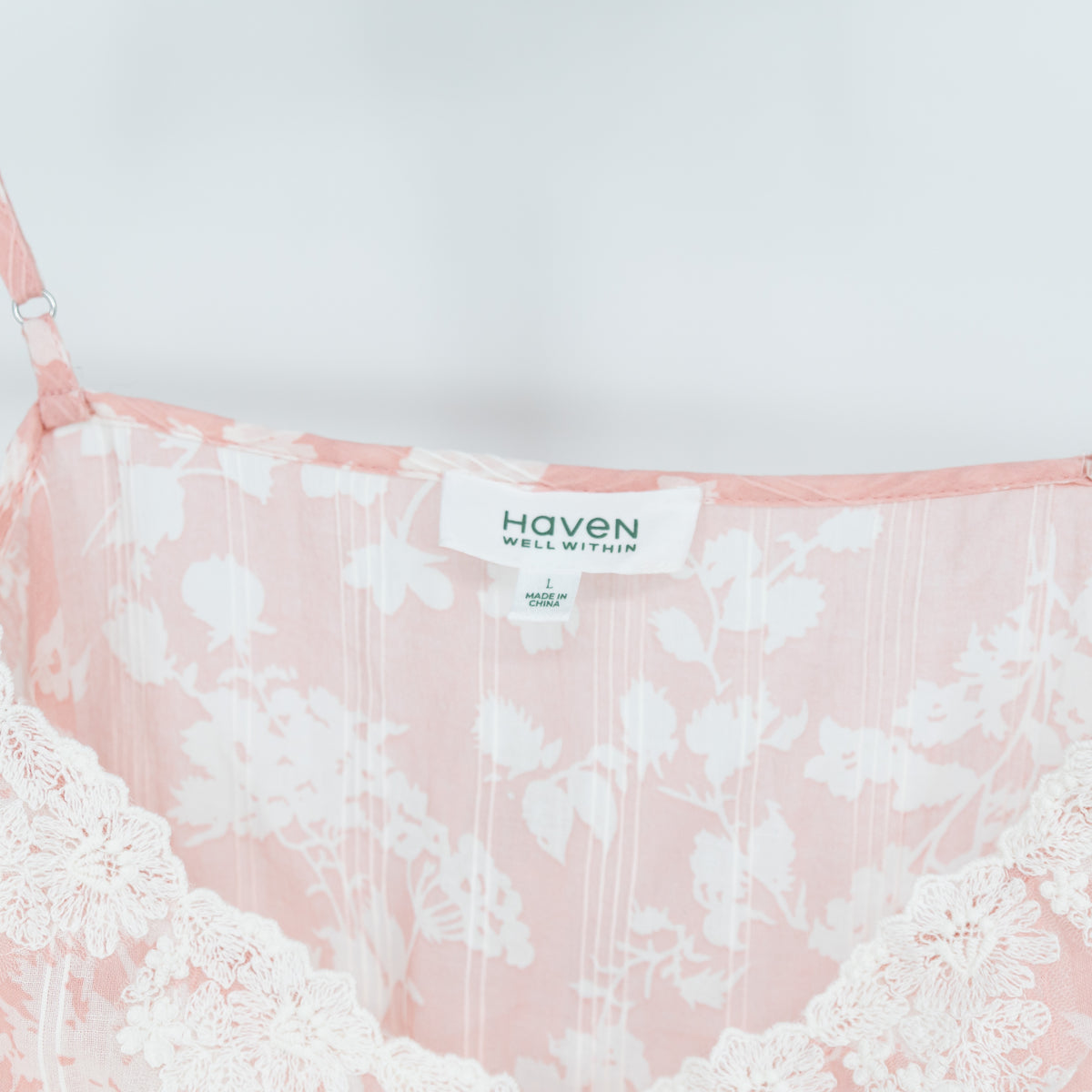 NEW Haven Well Within Cotton Lace Trim Pink Floral Flower Print Midi Slip Dress