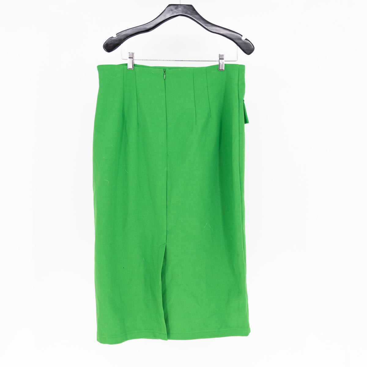 NEW Zara High Waisted Crepe Multi Pocket Pencil Midi Skirt Green XXL