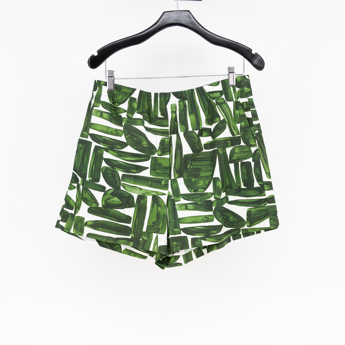 NEW Banana Republic Women's Geometric Print Pattern Pull On Mini Shorts Green M
