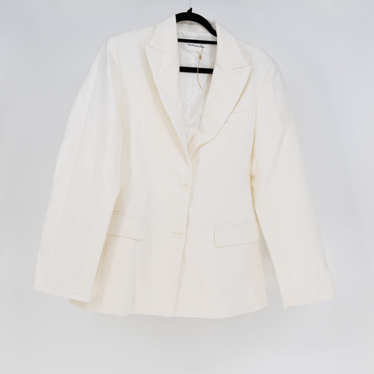 The Frankie Shop Women's Cotton Two Button Blazer Jacket Solid White M/L