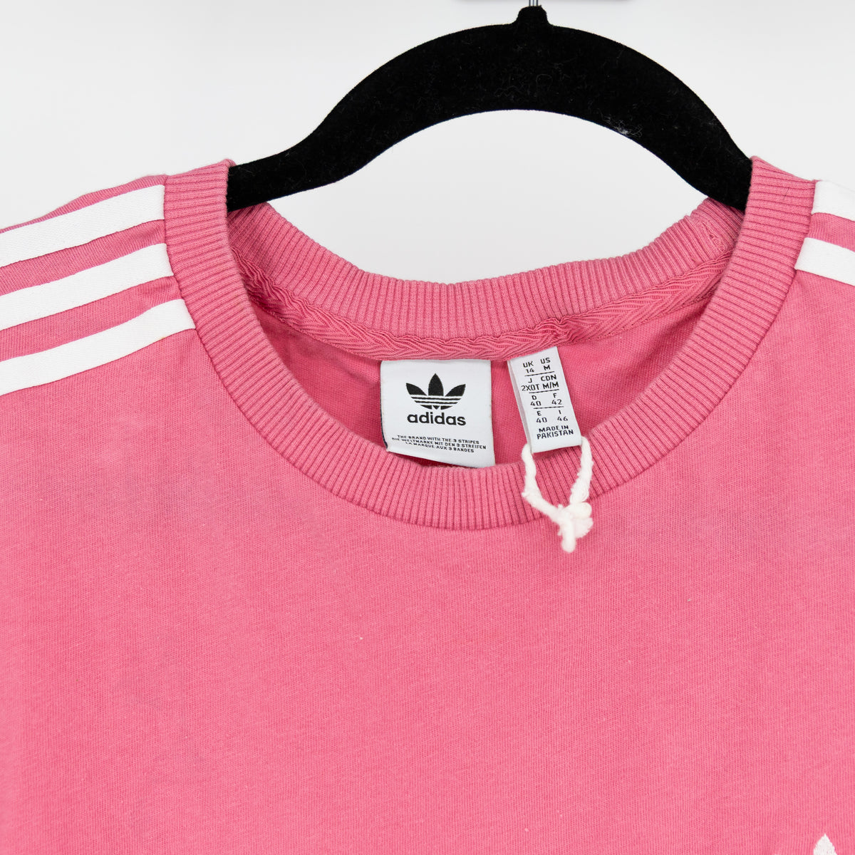 Adidas Women's Cotton Crew Neck Short Sleeve Three Stripe Tee Shirt Dress Pink M