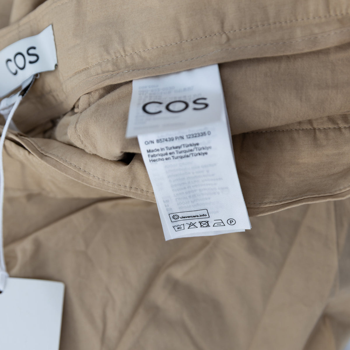 NEW COS Asymmetric Draped Waist Cotton Poplin Straight Leg Khaki Pants 14