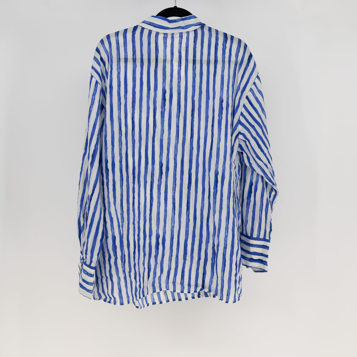 NEW MNG Cotton Collared Button Down Long Sleeve Blue Stripe Blouse Shirt Top XXL