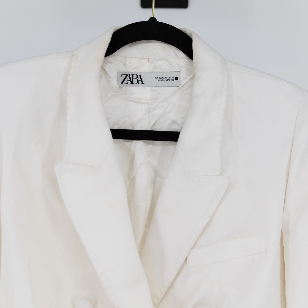 Zara Women's Covered Button Double Breasted Blazer Jacket Slid White XL