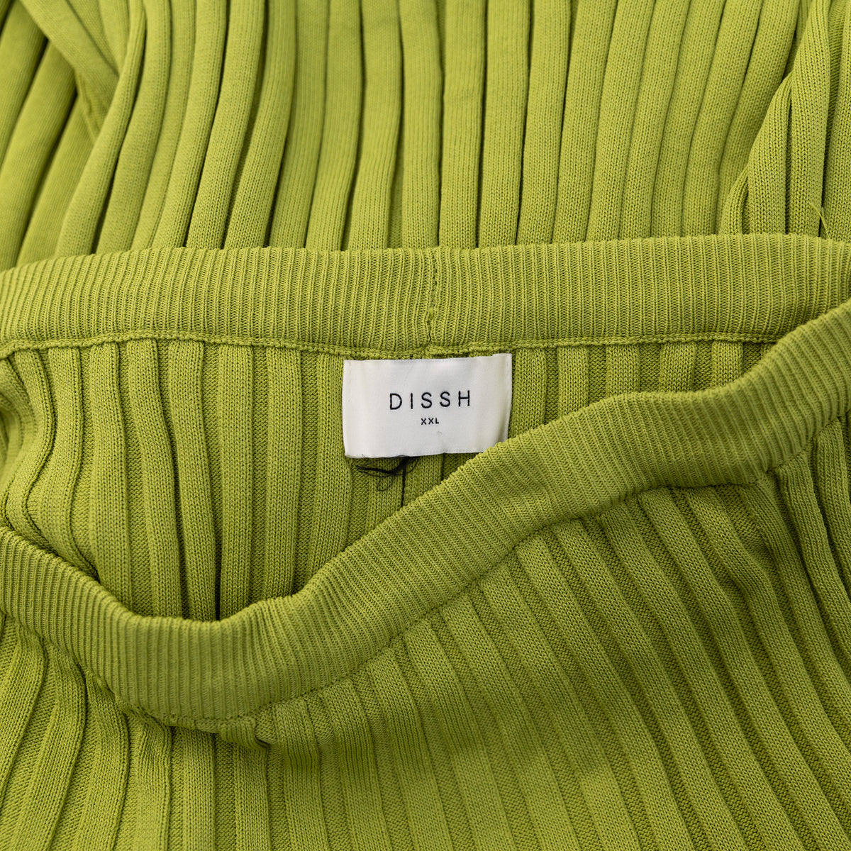 Dissh Ribbed Knit Stretch Pull On Slit Straight Midi Skirt Green XXL