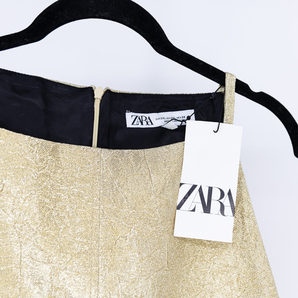 NEW Zara Gold Metallic Foil High Neck Sleeveless Tank Cocktail Party Mini Dress