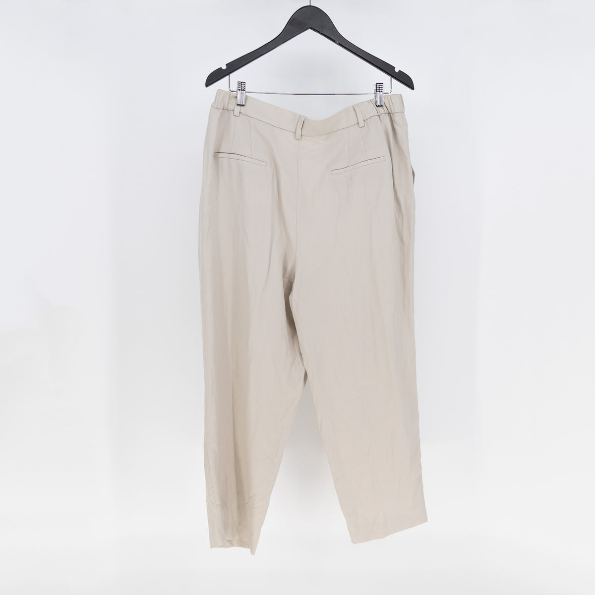 NEW Zara Mid Rise Pleated Straight Leg Casual Trouser Pants Neutral XL