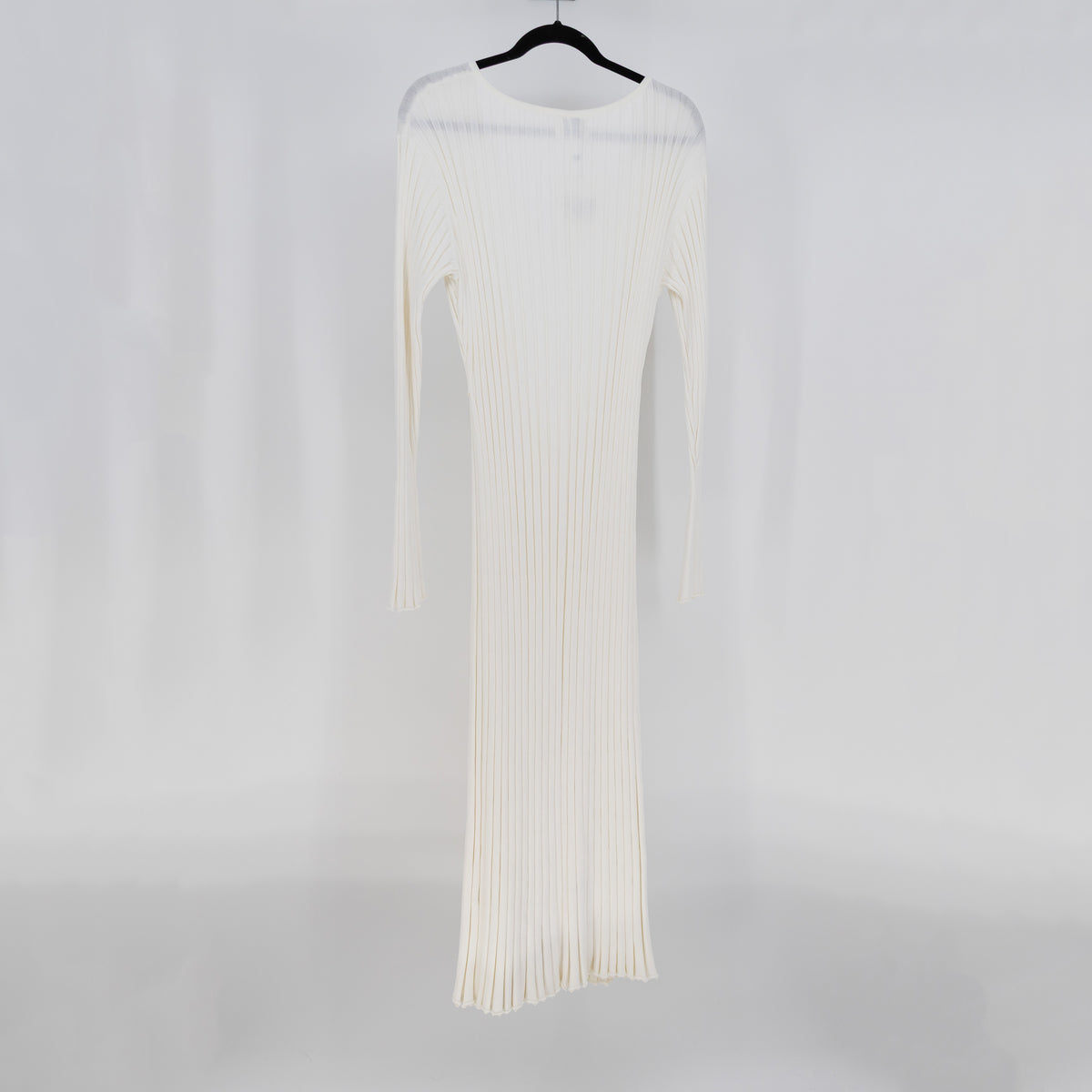 NEW DISSH Reign White Sleeved Knit Stretch Sweater Midi Dress Off White XL