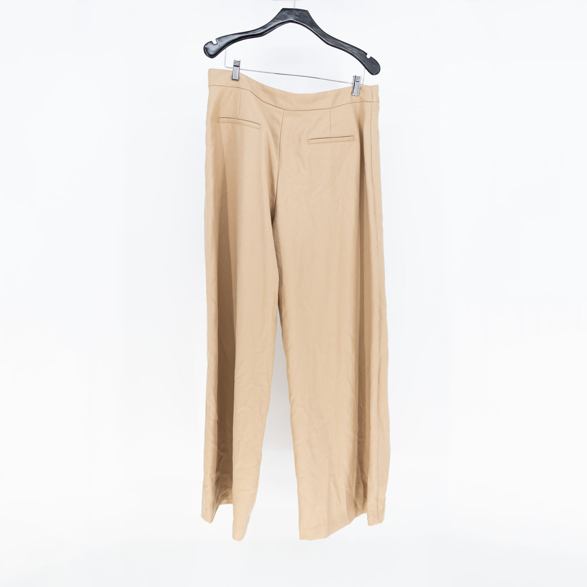 NEW Zara Women's Mid Rise Draped Asymmetrical Straight Leg Trouser Pants Khaki