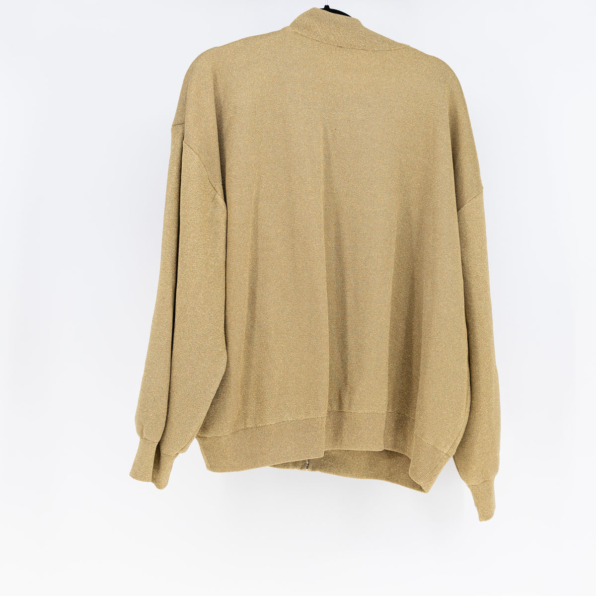 NEW Zara Gold Metallic Sparkle Knit Stretch Invisible Zipper Lightweight Jacket