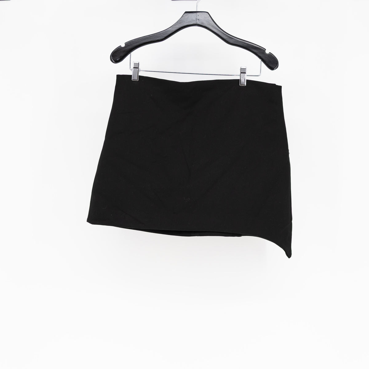NEW Zara Women's Suiting Structured Asymmetrical Draped Hem Mini Skirt Black XL