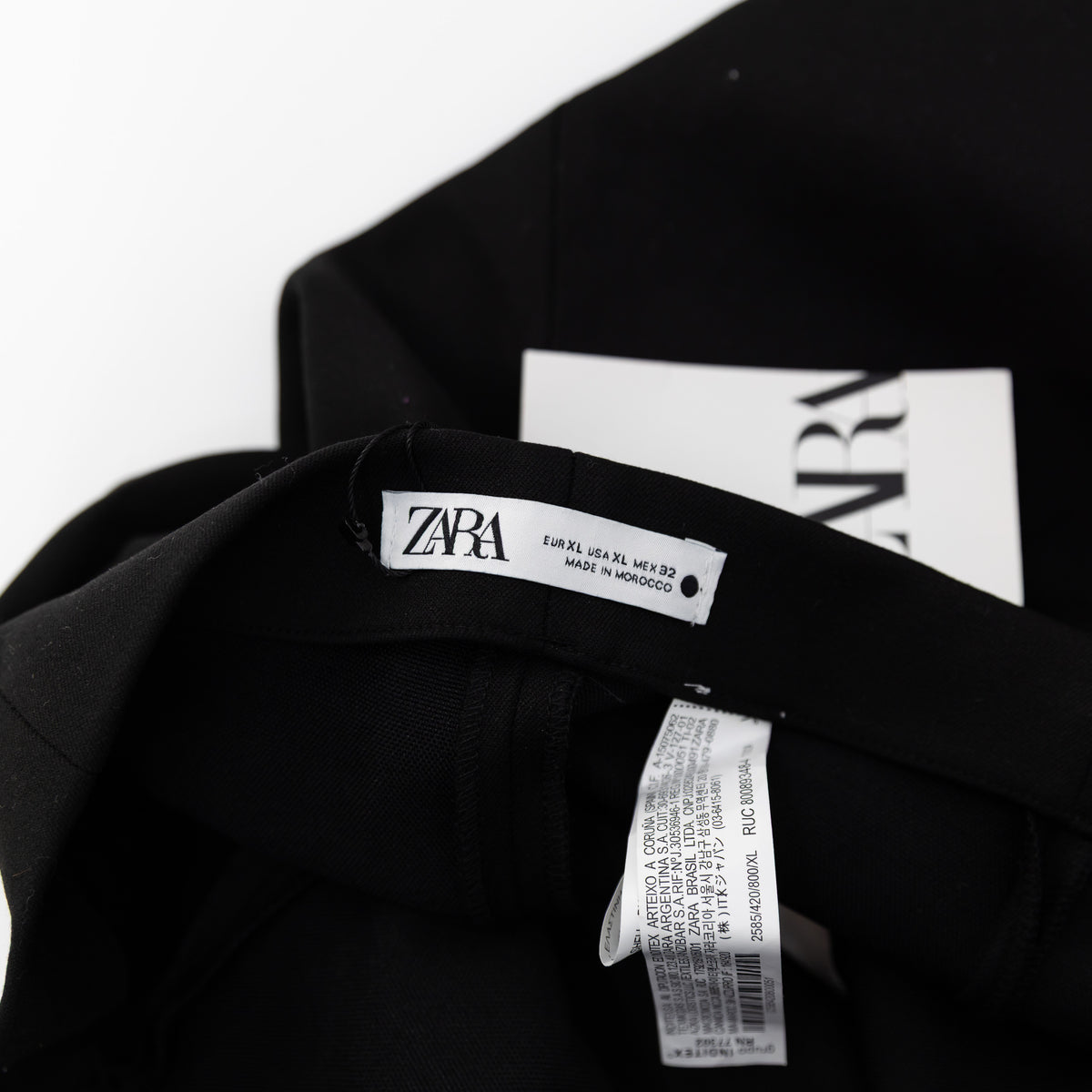 NEW Zara Women's Suiting Structured Asymmetrical Draped Hem Mini Skirt Black XL
