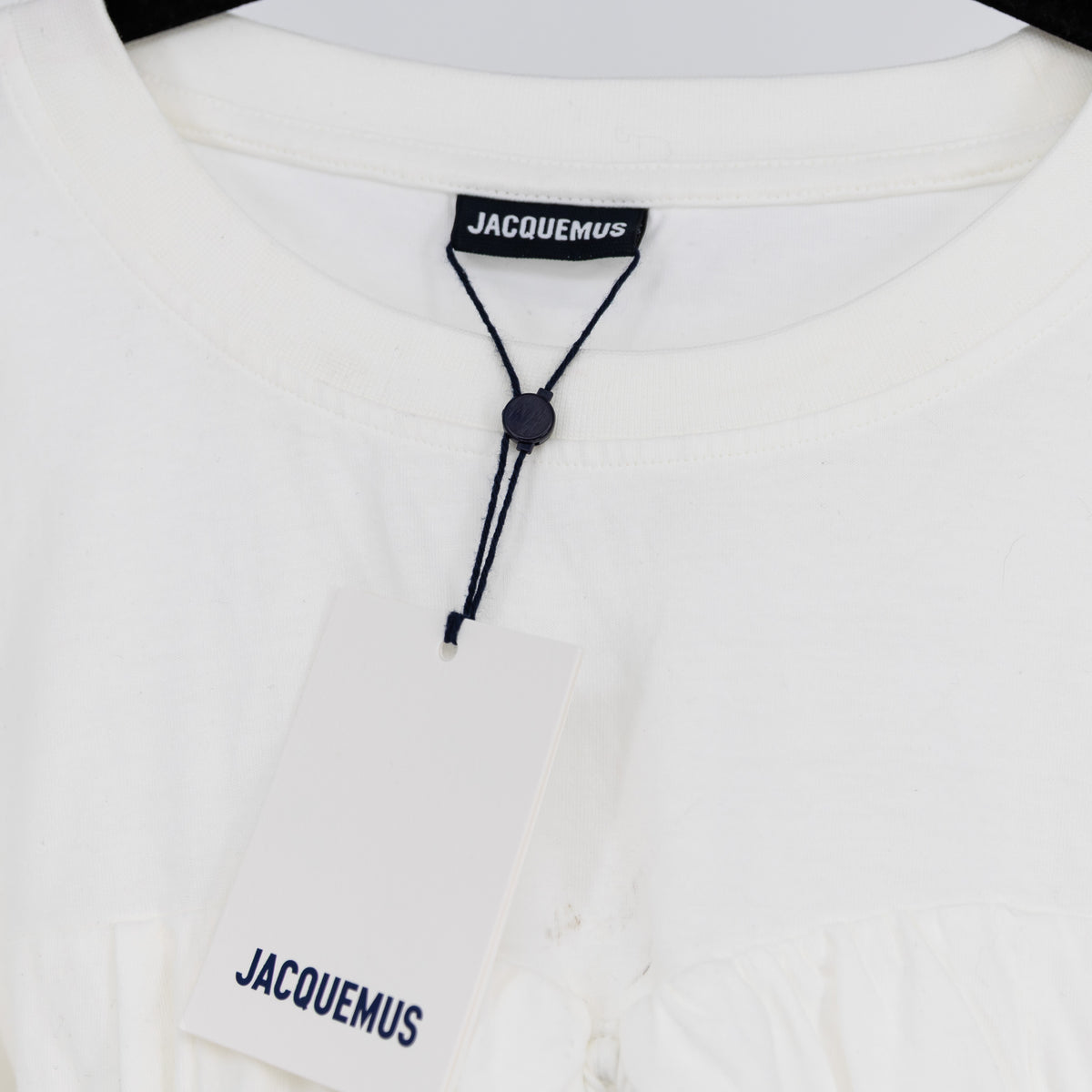 NEW Jacquemus Le Baci Short Sleeve Cotton Lace Tie Up Cropped T-Shirt White XL
