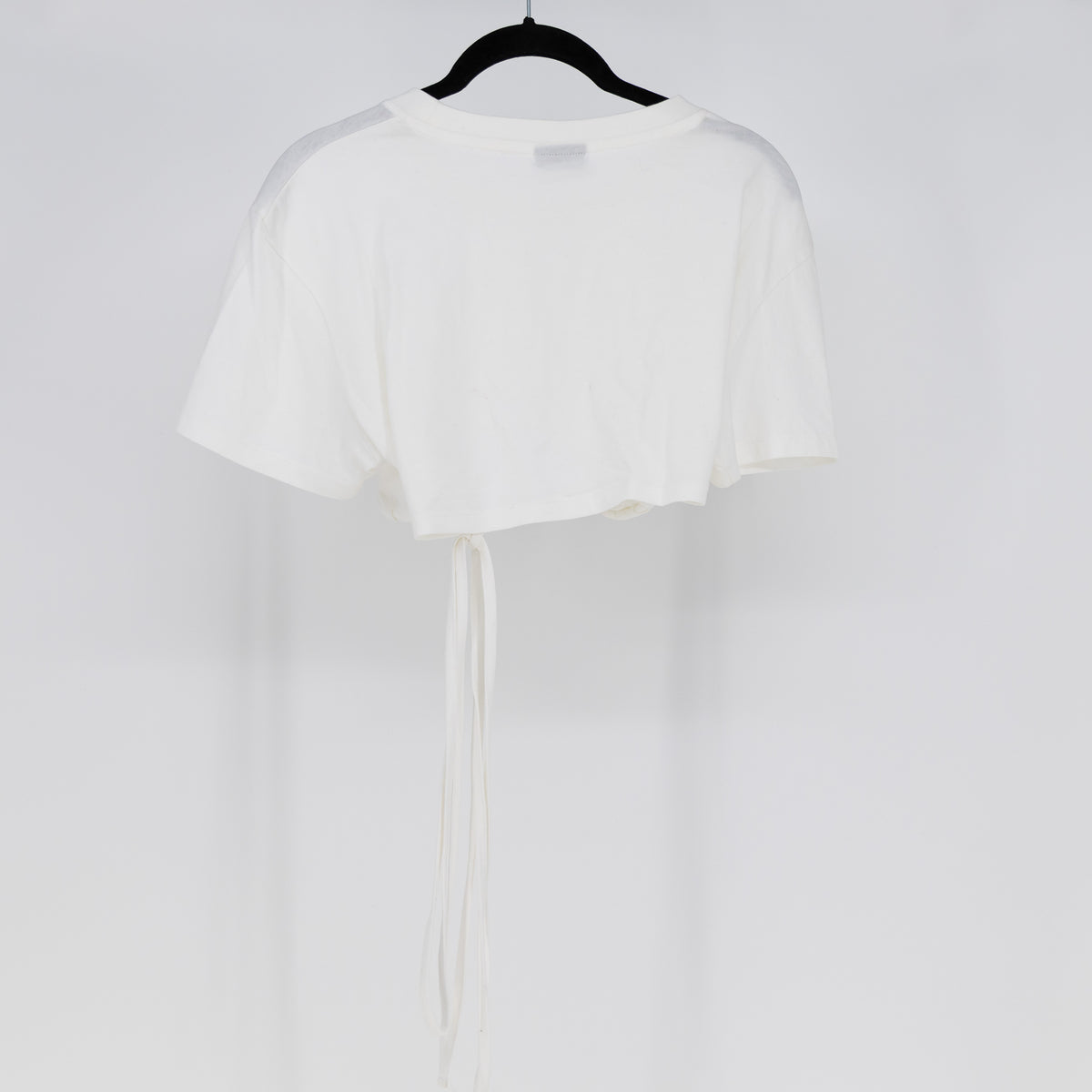 NEW Jacquemus Le Baci Short Sleeve Cotton Lace Tie Up Cropped T-Shirt White XL