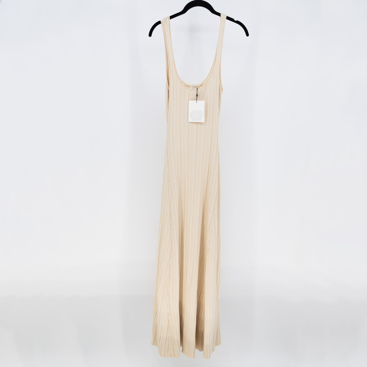NEW Dissh Bella Butter Knit Ribbed Stretch Pullover Sweater Maxi Dress Neutral