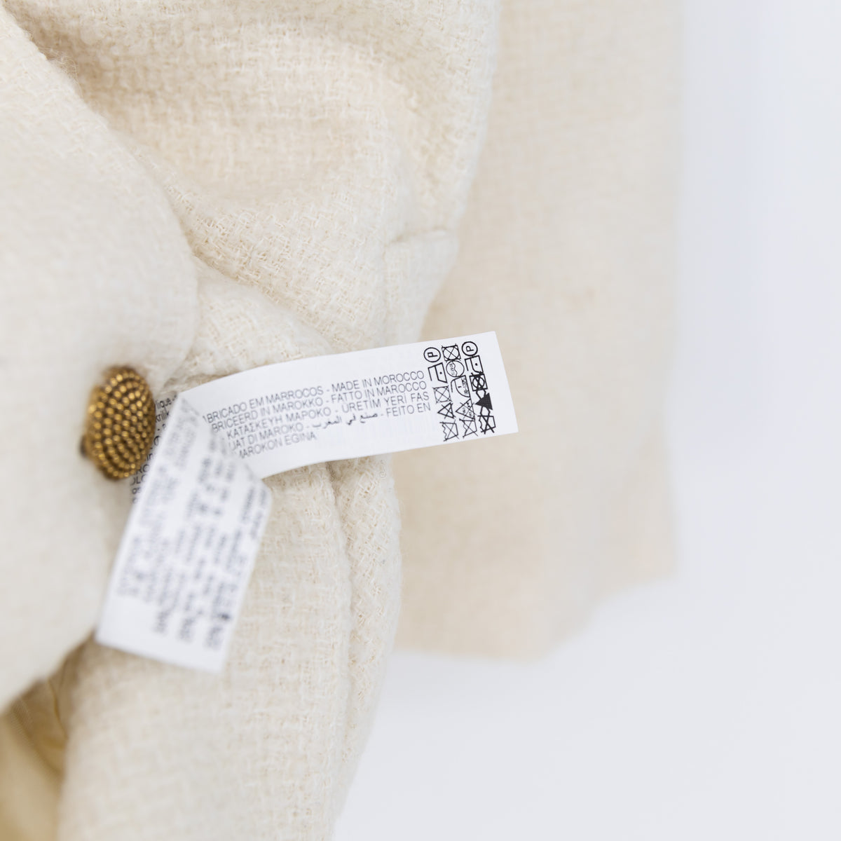 Zara Women's Boucle Tweed Double Breasted Long Pea Coat Jacket Ivory Gold XL