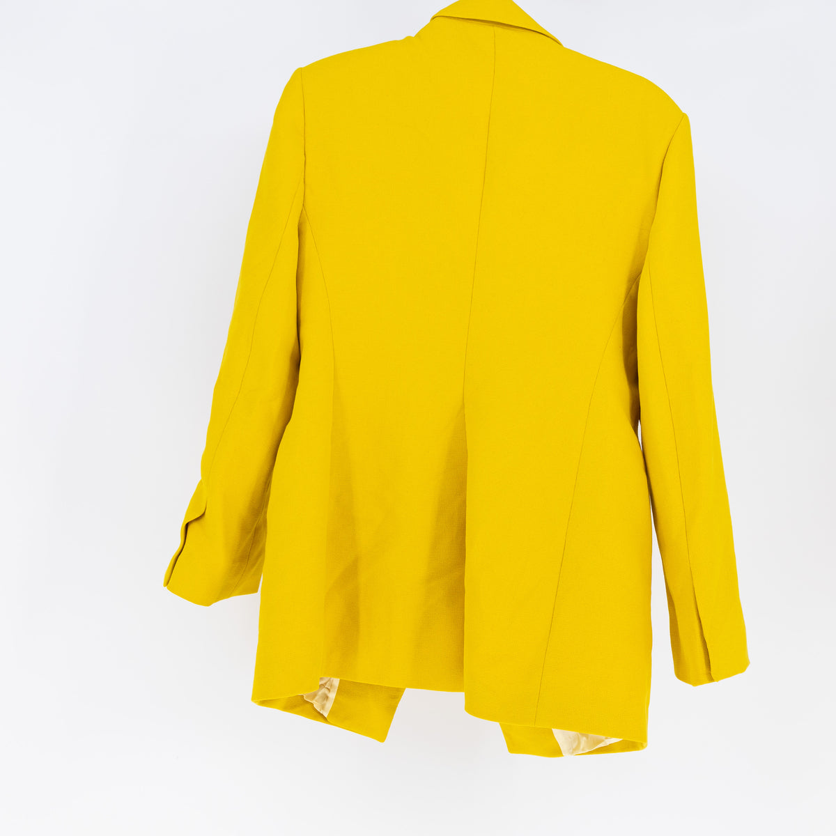 Zara Women's Asymmetrical One Button Blazer Jacket Suiting Solid Yellow XL