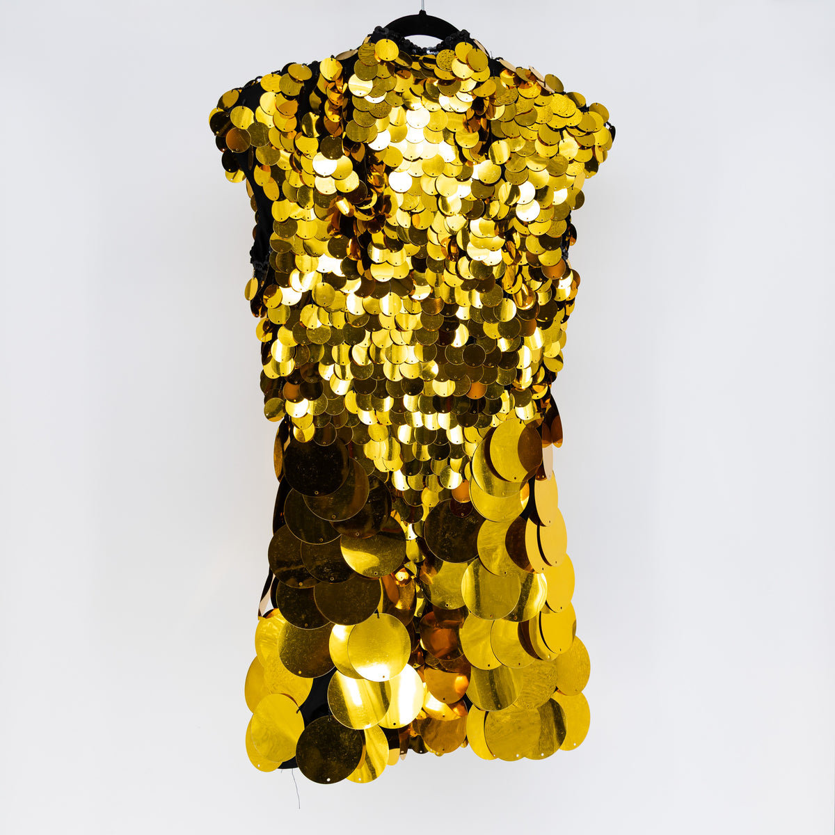 NEW Heyami Disco Disuko Gold Sequin Paillette Mini Party Cocktail Dress Large