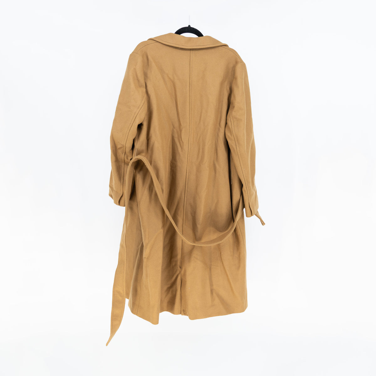 NEW Zara Wool Blend Italian Fabric Belted Oversized Pea Coat Jacket Brown XL