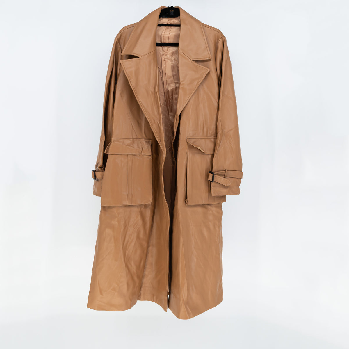 NEW The Kemist Saint Remy Faux Vegan Leather Trench Coat Jacket Brown XL