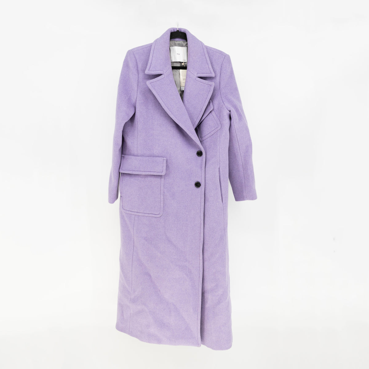 NEW MNG Wool Blend Felt Asymmetrical Button Oversized Pea Coat Jacket Purple XL